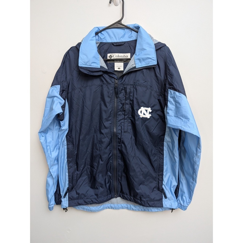 X1 Columbia UNC Tar Heels Windbreaker Jacket Small Hooded Blue Black